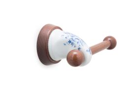 Accesorios baño en madera y porcelana 122 - Portarrollo pared Ébano flor azul