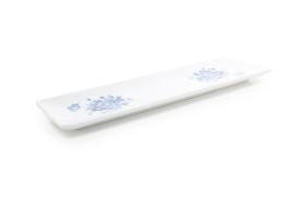 Accesorios baño en madera y porcelana 141 - Bandeja peines Ébano flor azul