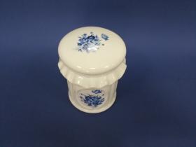 Accesorios baño en madera y porcelana 143 - Tarro pequeño  Ébano flor azul