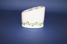 Accesorios baño de encimera en porcelana 859 - Portacepillos de porcelana Dona laurel verde