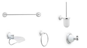 Accesorios baño en latón y porcelana 640 - Conjunto accesorios pared Granada 5 piezas blanco