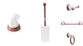 Accesorios baño en madera y porcelana 811 - Conjunto accesorio ebano5 piezas nogal blanco