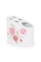 Accesorios baño de encimera en porcelana 162 - Dosificador de porcelana Dona flor rosa