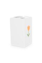 Accesorios baño de encimera en porcelana 138 - Dosificador de porcelana Cuadrado tulipán naranja