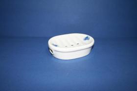 Accesorios baño de encimera en porcelana 962 - Portacepillos de porcelana Roma flor azul